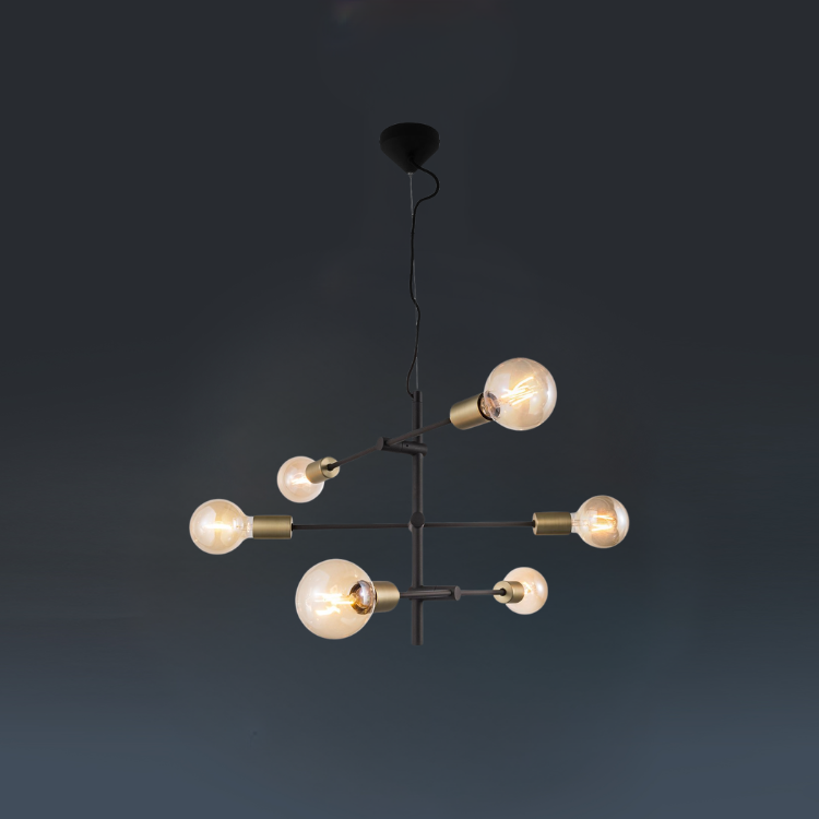 6-Spot Black Pendant Light