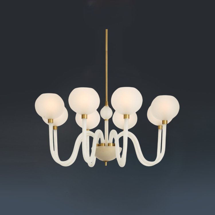 Tebaldi Clear Etched Glass Dining Chandelier