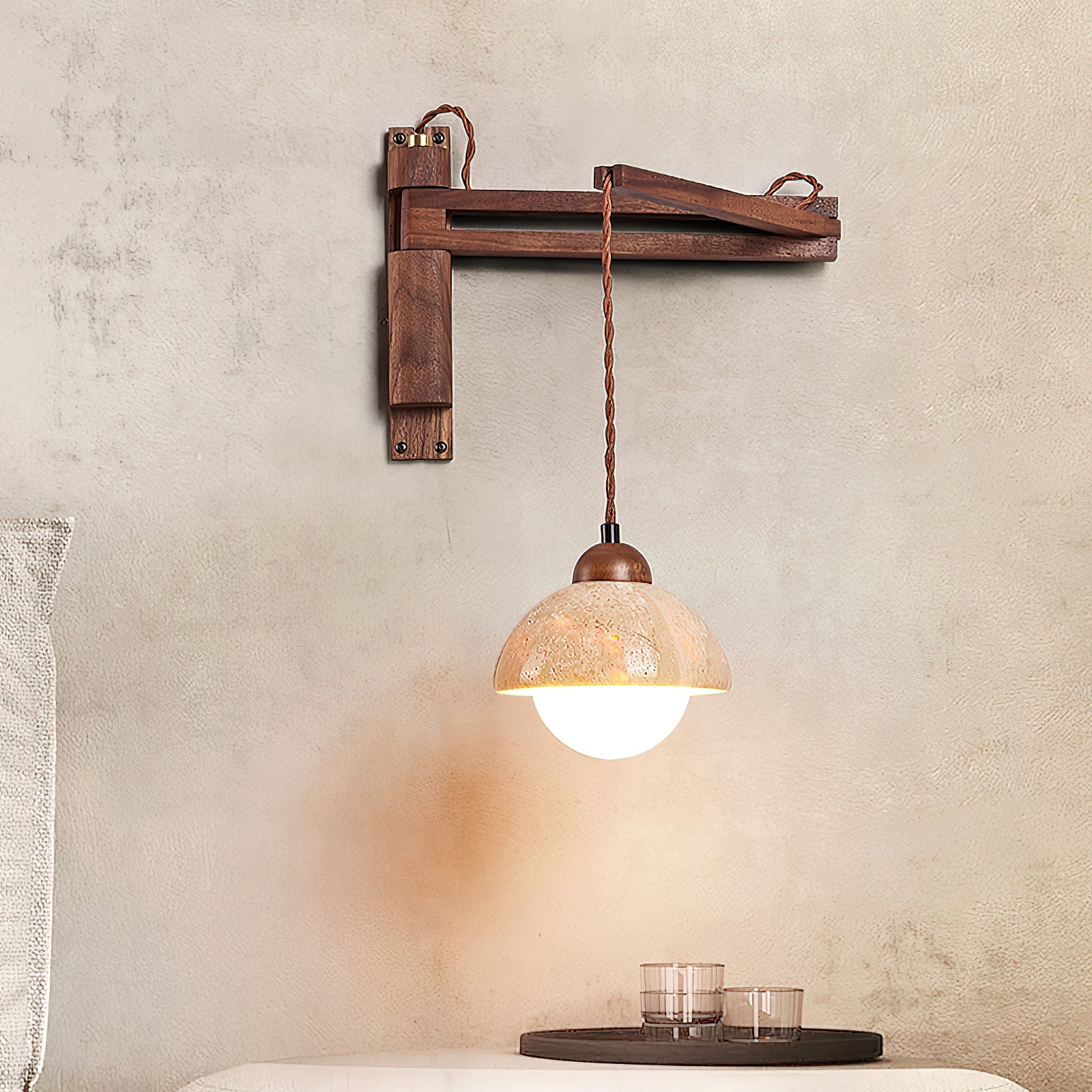 Tia Travertine Swing Wall Light