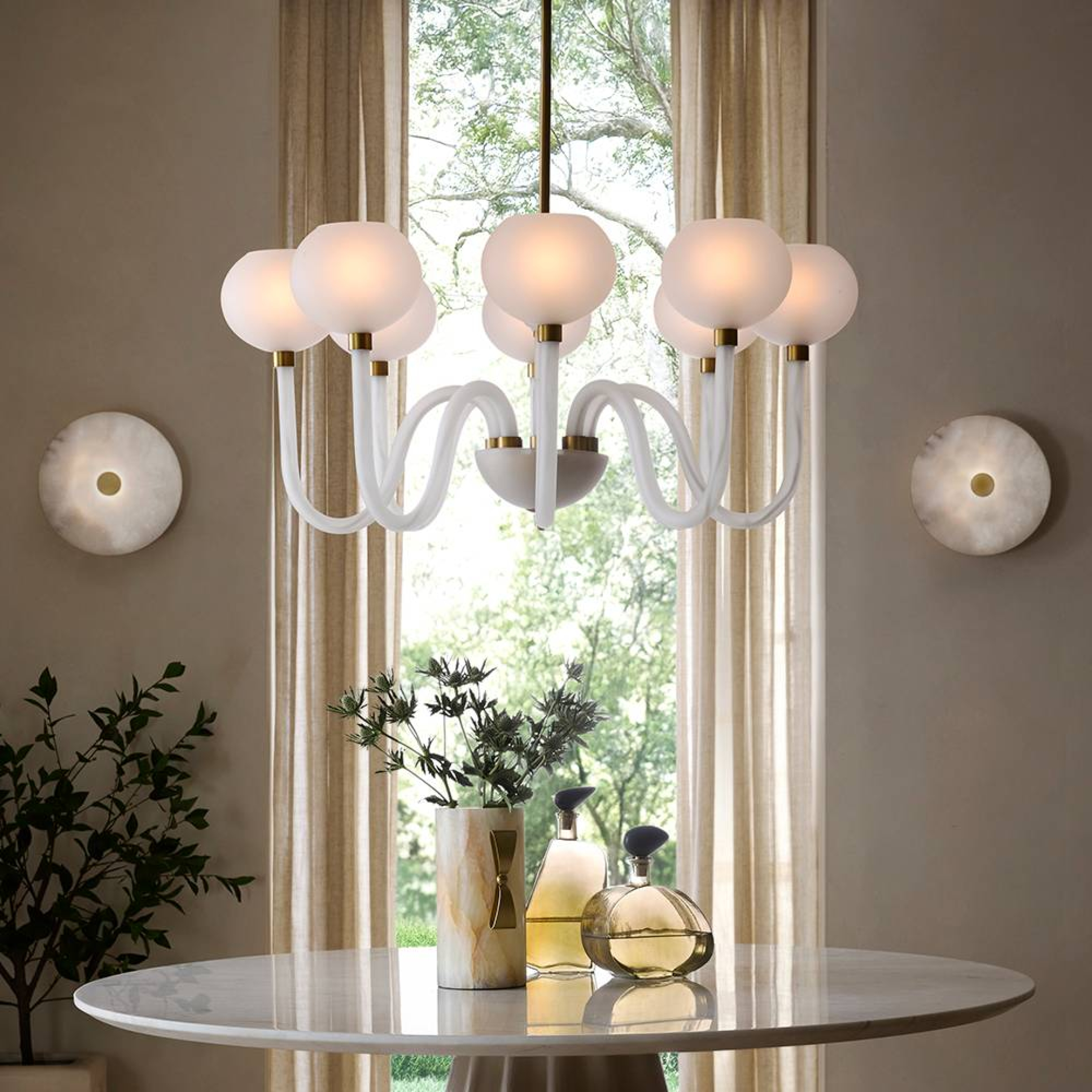 Tebaldi Clear Etched Glass Dining Chandelier