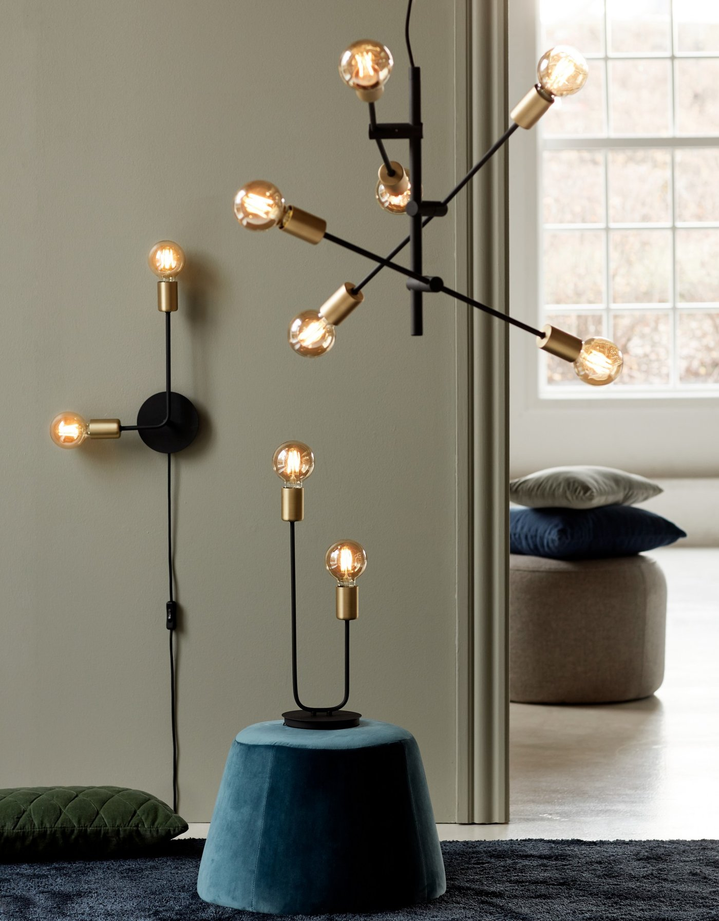 6-Spot Black Pendant Light